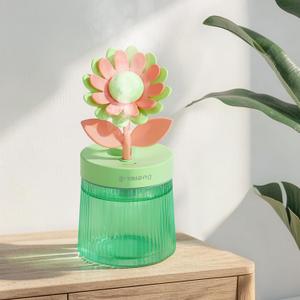 Cute Flower Mini Humidifier, 260ml Gardenia Desktop Humidifiers for Bedroom, Portable Small Cool Mist Humidification for Home, Baby Nursery, Office & Indoor Plants, USB Powered (Green)