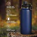 Neihepal 32 oz Insulated Water Bottles Bulk with 2 Lids (Straw & Spout Lid), Stainless Steel Double Wall Water Bottle, Keeps Cold 24H & Hot 12H (Navy,8 Pack)