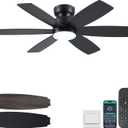 46 Inch Modern Ceiling Fans with Lights Remote/APP Control, Low Profile Ceiling Fan with Light, Flush Mount, 3CCT, 6 Reversible Blades, 6 Speeds, Double Sided for Bedroom Living Room, Black