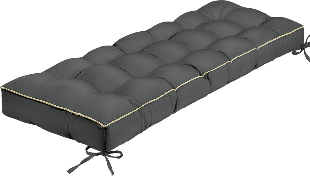 Outdoor Bench Cushion, Tufted Patio Seat Pad for Garden Bench, Porch Swing, Indoor/Outoor Furniture (Grey, 36X14X4 inch)