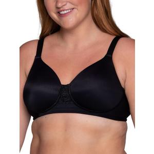 Vanity Fair Women's Full Figure Beauty Back Smoothing Bra, 4 Way Stretch Fabric, Lightly Lined Cups up to H (36DD, Wirefree - Black)