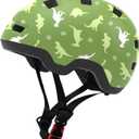 Toddler Bike Helmet 2-6 Years Old- with 12 Vents & Dual Liner (0.16"+0.28") - Adjustable Dial Fit (48-54cm) (S, Dinosaur4)