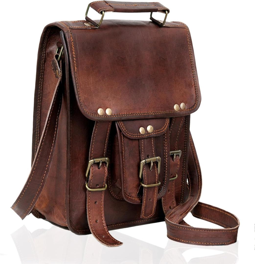 Vintage Genuine Leather iPad/Tablet/tab/Kindle Satchel Cross Body Shoulder Messenger Bag (Medium)