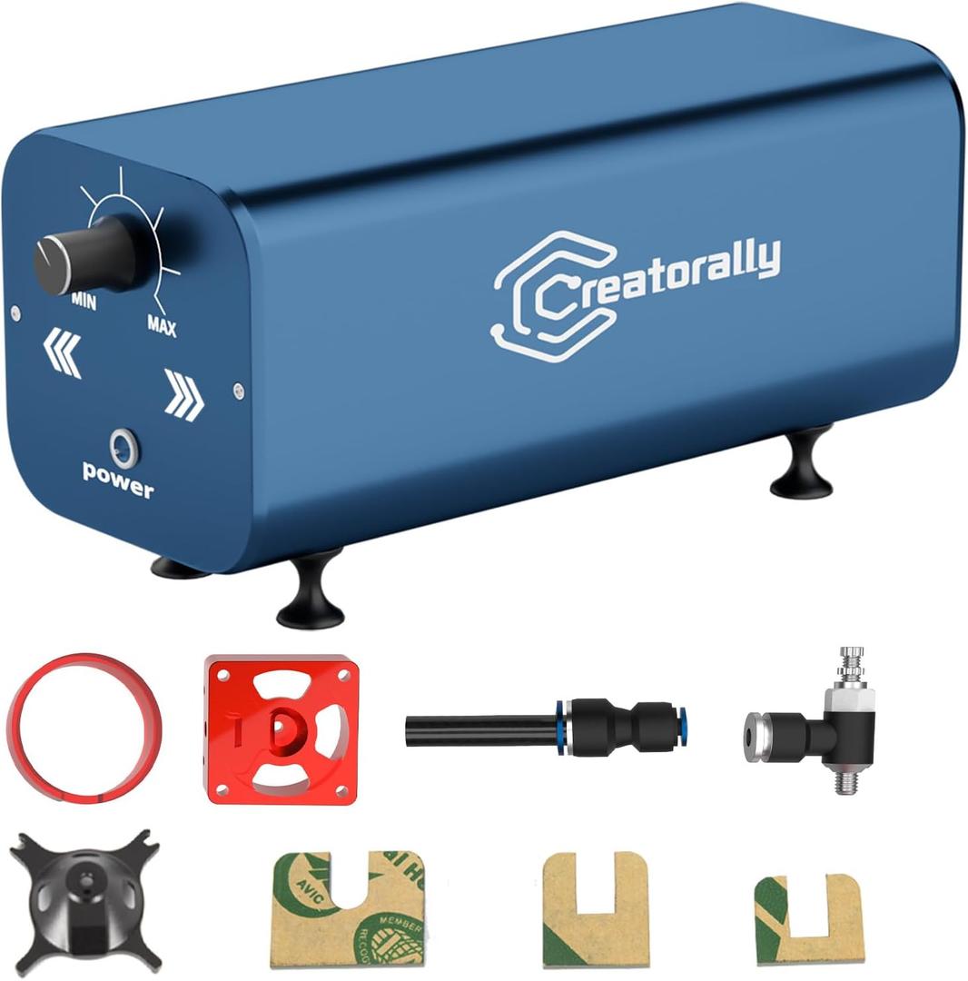 Air Assist Pump Kit for Laser Engraver, 30L/Min Adjustable Quiet Airflow, Removes Smoke and Dust, Reduces Burn Marks, Protects Lens, Compatible with S9/S10/A5 PRO/A10 PRO/TTS-55 PRO