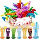 28 Pack Pop Tubes Sensory Toys Party Favors for Kids 8-12 Fidget Toys with Gift Card for Anxiety Goodie Bag Stuffers Treasure Box Classroom Prizes Gifts for 3 4 5 6 Year Old Boys Girls Toddlers