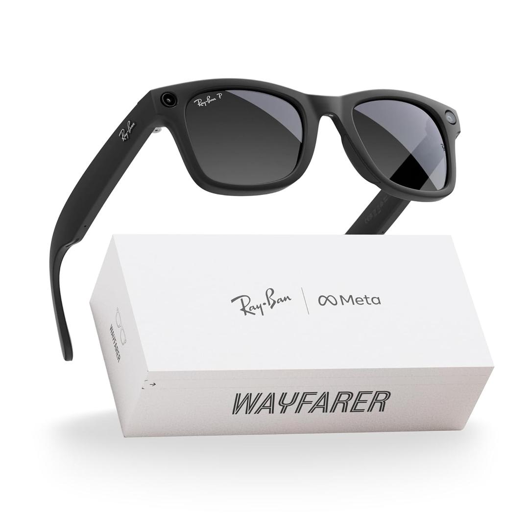 Ray-Ban Meta (Gen 2), Wayfarer, Matte Black | Smart AI Glasses for Men, Women — 2X Battery Life — 3K HD Resolution — 12 MP Ultra-Wide Camera, Audio, Video — Polarized Gradient Graphite Lenses, Standard