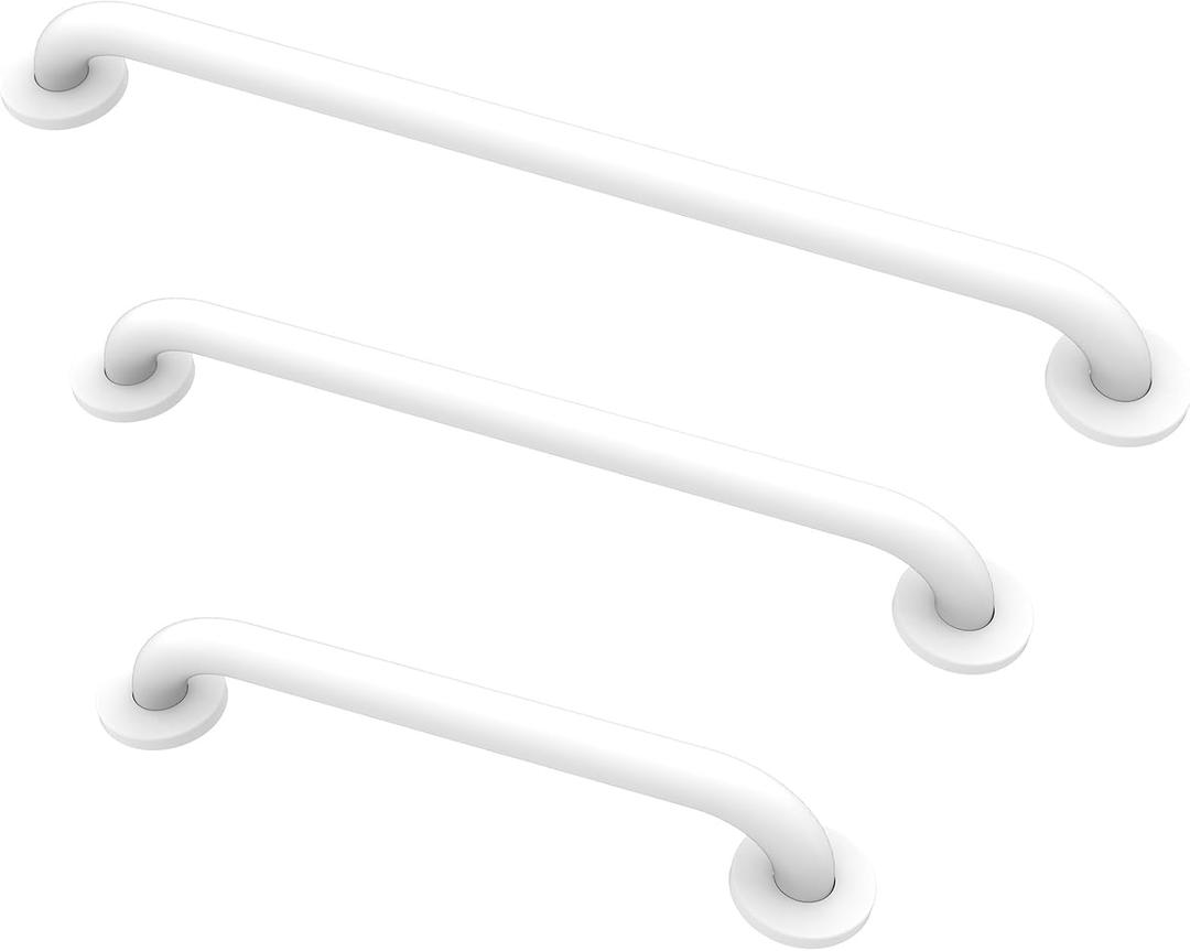 Grab Bar Bundle for ADA Compliance, White Stainless Steel 1.5" Diameter 3-Piece Set (18", 36", 42") for Commercial Restrooms & Shower Safety Bars for Seniors
