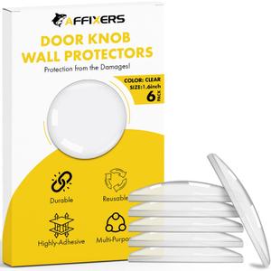 2 x Door Stoppers for Wall  Self Adhesive Door Knob Wall Protector, Door Slam Stopper, Door Handle Bumper Guard (Clear, Small -1.6" (6 Pack))