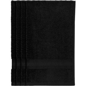 Quick-Dry, Soft & High Absorbent Fingertip Towels for Bathroom Cotton Soft Feel Fingertip Towels 11"x17" | Daily Use 100% Cotton Towels for Bathroom, Gym & More | (4 Pcs, Black)