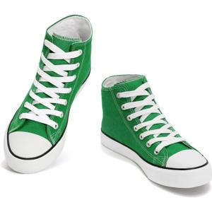 Womens High Top Canvas Sneakers, Lace up Fashion Tennis Shoes for Women Casual Classic Walking Shoe for Everyday Wear (8, Green)