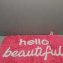 Evovee Hello Beautiful Bath Mat Cute Bathroom Rugs for Girls You Look Good Gorgeous Funny Shower Fun Bathroom Decor Non-Slip Washable Kids Women Dark Hot Pink Magenta, 20”x31.5”