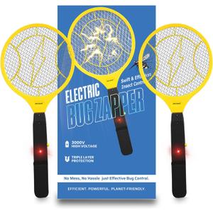 DEVOGUE Pack of 2 Electric Fly Swatter Bug Zapper Operated with 2 * AA Batteries Flies Killer Indoor & Outdoor Pest Control Mosquito Zapper and Insect Catcher Racket