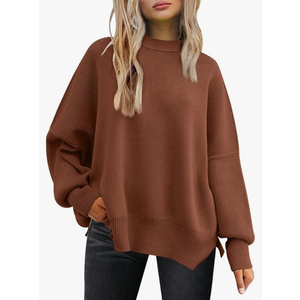 LILLUSORY Women's Oversized Batwing Sweaters 2025 Fall Outfits Trendy Crewneck Knit Side Slit Fashion Pullover Tops, XL LILLUSORY Women's Oversized Batwing Sweaters 2025 Fall Outfits Trendy Crewneck Knit Side Slit Fashion Pullover Tops, XL