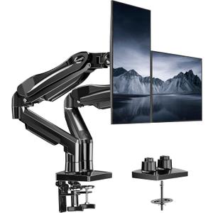 HUANUO Dual Monitor Stand, Fully Adjustable Gaming Monitor Desk Mount for 1327 Computer Screens, Full Motion VESA 75x75/100x100 with C-Clamp & Grommet Base, Each Arm Holds 4.4 to 19.8 lbs