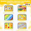 Esjay Toddler Busy Board Montessori Toys, Sensory Board Educational Activities for Learning Fine Motor Skills, Gifts for Girls Boys Toddlers, Travel Toys for Airplane Car,Yellow Truck