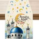 2 x XCHI Moons Stars Ramadan Kareem Table Runner Table Decoration for Party Home Kitchen Dining Holiday Decor 13x72 Inch