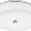 LMS Modern Flush Mount Ceiling Light, 16" Large Light Fixtures Ceiling in Brushed Nickel, 2- Light Flush Mount Light Fixture with Drum White Acrylic Shade, Dimmable, LMS-030
