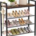 Shoe Rack for Front Door Entrance, 4 Tier Shoe Rack for Entryway, 12-16 Pairs of Shoes, Metal Shoe Rack Organizer, Free Standing Shoe Rack for Closet (Black+Rustic Brown) (4 Tier (11.81"D x 29.33"W x 30.31"H))