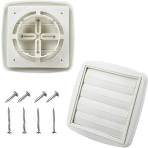 Adjustable Dryer Vent Cover Outside 4'' to 5'' to 6'' Plastic Louvered Dryer Vent Covers for Wall Airflow Vent Dryer Cover with 16 Screws, White(2Packs)