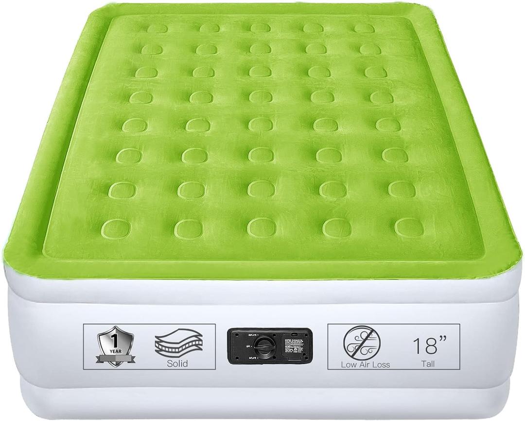 YENING Full Size Air Mattress with Built in Pump Raised Double Blow up Bed Inflatable Camping Airbed Electric 18 Inch Tall