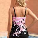 MODLILY Two Piece Tankini Swimsuits for Women, Modest Coverage Print Bathing Suits, A-line Tank Top with Boyshorts (Black, M)