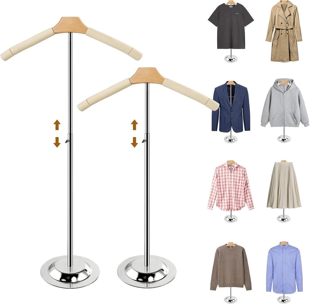 Adjustable Shirt Display Stand 2Pcs, 20-35 Inch Height Tshirt Display Stand for Vendors, T Shirt Mannequin Display Shirt, Jacket, Coat at Clothing Vendor Events, Trade Fairs, Trade Shows(White)