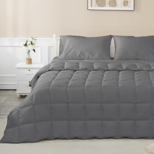 sunflower Comforter Twin Duvet Insert Steel Gray Twin XL Comforter Down Alternative Filling 100% Cotton Shell All Season for Dorm Hypoallergenic Warm Breathable Machine Washable with Corner Taps