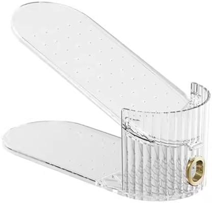 Shoe Slots Organizer Double Layer Transparent Adjustable Shoe Rack Shoe Slot Organizer, Suitable for Storing Flat and High Heels (10pcs, Clear)