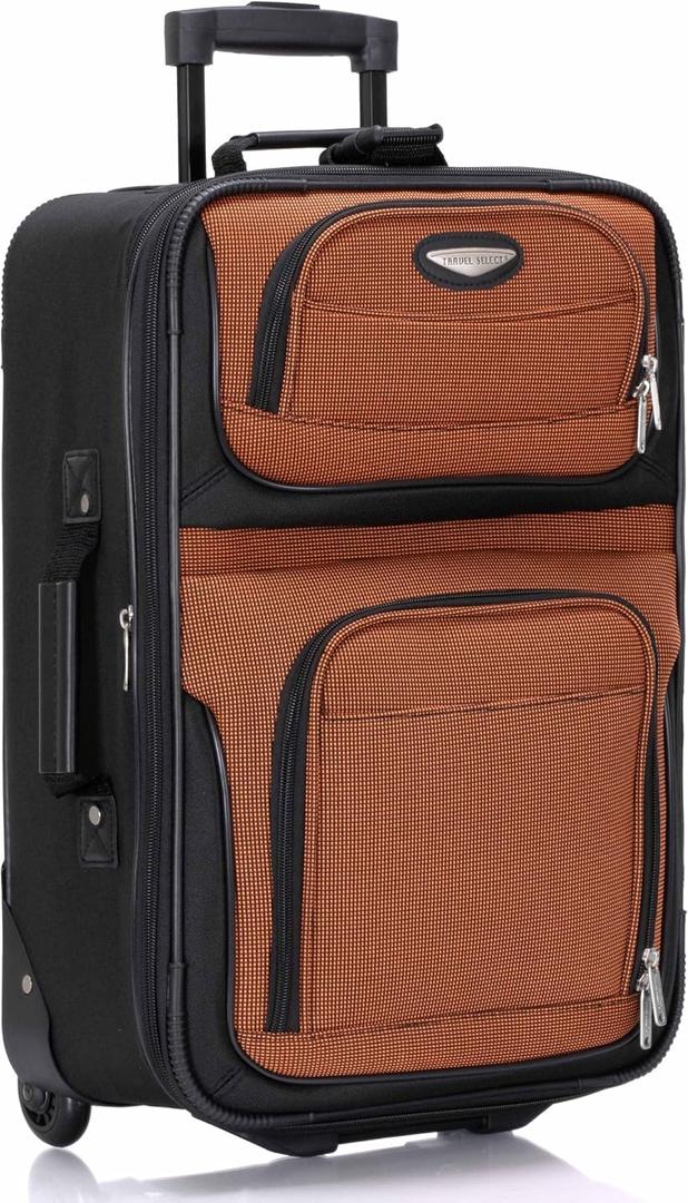 Travel Select Amsterdam Softside Expandable Luggage with Rolling Wheels, Orange, 21-Inch Carry-on