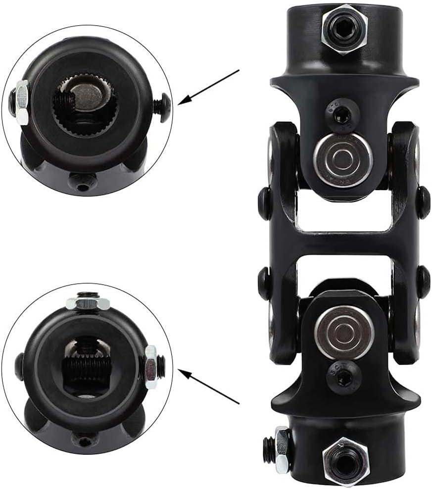 SCITOO U-Joint Steering 3/4" DD x 3/4"-36 Spline Double Steering Shaft U Joint Coupler Black Universal Coupling