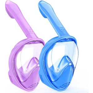 Kids Snorkel Mask Full Face, Snorkeling Gear for Kids with Camera Mount, 180 Degree Panoramic View Snorkeling Set Anti-Fog Anti-Leak