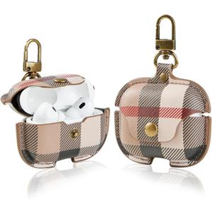 for AirPods Pro 3 Case, Leather Cute Full Body Shockproof Protective Cover for AirPods Pro 3nd Generation Case for Women Men with Keychain