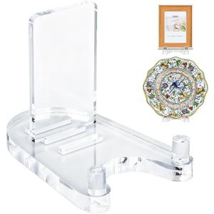 Acrylic Easel DisplayPlate Stand for DisplayAdjustable Clear Display Holder for 7" to 12" Platter, Book, Card, Frame, Picture, Artwork, Plaque ( Large-1pc 7"-12")
