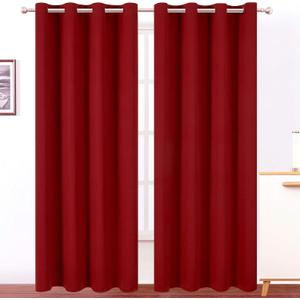 LEMOMO Dark Red Thermal Blackout Curtains/52 x 95 Inch/Set of 2 Panels Room Darkening Curtains for Bedroom