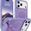 SUPFINE Magnetic for iPhone 17 Pro Max Case (Built-in Invisible Kickstand)(Compatible with MagSafe)(Military Grade Drop Protection) Translucent Matte Shockproof Phone Cover,Lavender Purple