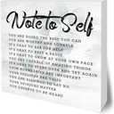 Note to Self Wooden Block Sign - 5" Motivational Wooden Plaque Tabletop Decor - Rustic Farmhouse Wood Sign Positive Gifts For Friends Family Coworker -Home Room Office Desk Decor Favors & Supplies-B04