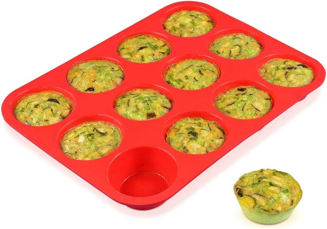 CAKETIME 12 Cups Silicone Muffin Pan - Nonstick Cupcake Pan 1 Pack Regular Size Silicone Mold for Baking (1pc: 12-Cup Regular)