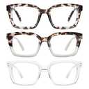 XVXV Reading Glasses for Women Men - Blue Light Blocking Readers Oversize Square Anti Glare with Spring Hinge(3Pack*Mix 4, 1.5X)