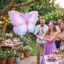 Butterfly Piñata - Purple Butterfly Piñata with Stick, Blindfold and Confetti for Butterfly Themed Birthday Party Game Supplies Decorations (16”x12”x3”)