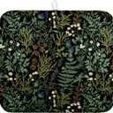 Dish Drying Mat for Kitchen Counter Vintage Green Plant Fern Leaves Floral Drying Mats Absorbent Microfiber Black Dish Drainer Pad Reusable Washable Dish Draining Mats Medium 16x18 Inch
