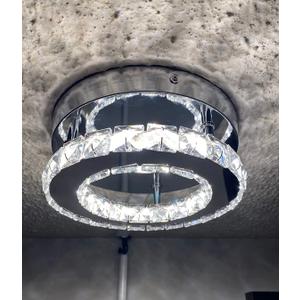 8Inch Round White Crystal Chandelier for Living Room Modern Ceiling Light for Hall Dining Room Led Fixtures Hanging Ring Pendent d4pa1