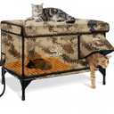 Indestructible Heated Cat House for Outside Winter, 100% Waterproof, Safe Escape Door, Insulated Outdoor Cat Shelter with Heater for Feral Barn Cat Kitty (Desert Camouflage, 29"x17"x20")