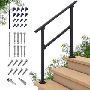CR Fence & Rail 2-3 Step Stair handrail, Perfect for Hand Rails for Outdoor Steps, Indoor Staircase handrail & Porch, Deck, and Balcony for Seniors, with 40" Top Rail
