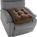 HIGOGOGO Tufted Corduroy Recliner Seat Cushion for Elderly, High Density Foam Large Square Seat Cushion for Recliner Chair, Floor Pillow, Office Chair, Car, No Pressure on Thighs, 20x20x4 (Brown)