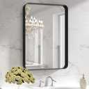 LOAAO Black Metal Framed Bathroom Mirror for Wall, 22X30 Inch Rounded Rectangle Mirror, Matte Black Bathroom Vanity Mirror Farmhouse, Anti-Rust, Hangs Horizontally or Vertically