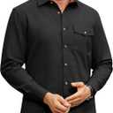 Lion Nardo Flannel Shirt for Men Long Sleeve Mens Dress Shirts Cotton Casual Button Down Shirt Big Work Shacket Jackets (Black)