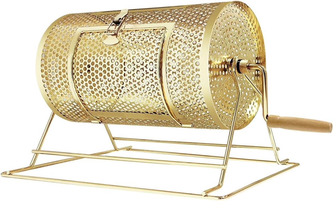 Raffle Drum, Professional Brass Plated Raffle Ticket Spinning Cage with Wooden Turning Handle, Large Capacity Holds 5000 Tickets, Raffle Balls (Not Included)