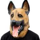 Dog Head Mask Halloween Party Dog Costume Masks Mask Underdog Costume Latex Animal Head Mask (German shepherd)