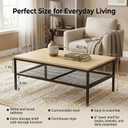Wood Coffee Table,Rustic Rectangle Coffee Table with 2-Tier Storage for Living Room,Modern Industrial Center Table Small, Simple Rectangular Coffee Table in Office Bedroom,35.5in Beige