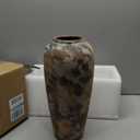 15 Inch Ceramic Rustic Farmhouse Vase, Handmade Pottery Flower Vases for Home Decor, Brown Ceramic Vase for Living Room, Table Centerpieces & Shelf Decor, Wedding Gifts (Large)